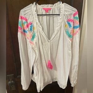 Lilly Pulitzer Florentina Tunic Top - Size XL - Neon Embroidery